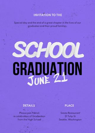 School Graduation Party Announcement Invitation Tasarım Şablonu