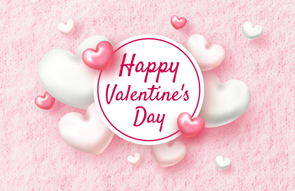 Designvorlage Love-filled Valentine's Day Message With Hearts für Thank You Card 5.5x8.5in
