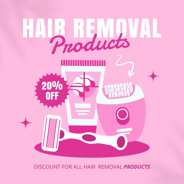 Discount Hair Removal Products in Pink Instagram Tasarım Şablonu