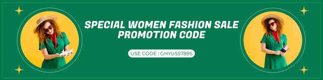 Promo of Special Women's Fashion Sale with Code Twitterデザインテンプレート