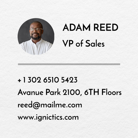 Contacts Vice President of Sales Square 65x65mm Design Template