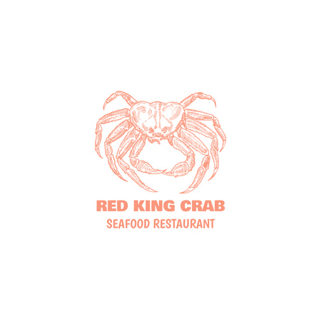 Emblem of Seafood Restaurant with Crab Logo 1080x1080px Tasarım Şablonu