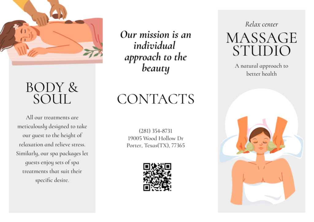 Plantilla de diseño de Massage Therapy Services Brochure 
