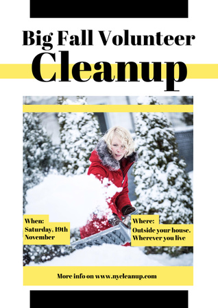 Woman at Winter Volunteer clean up Poster Design Template