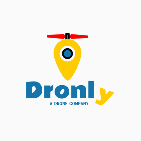 Drone Company Emblem Logo Design Template