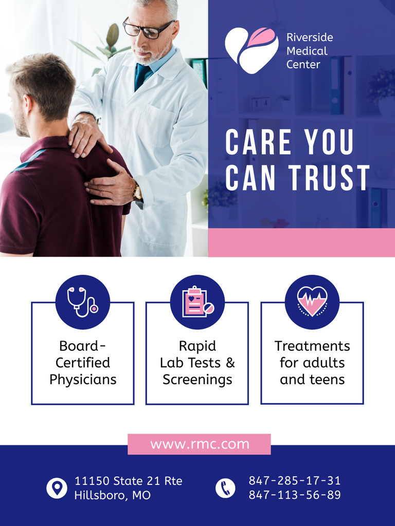 Osteopathic Medical Services Offer Poster US Design Template