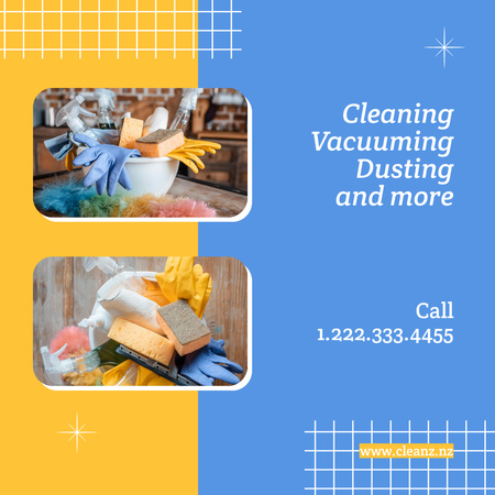 Expert Cleaning And Vacuuming Services Offer Instagram AD Design Template