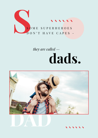 Father Playing With His Daughter Postcard A6 Vertical Design Template