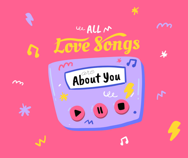 Love Songs for Valentine's Day Facebook Πρότυπο σχεδίασης