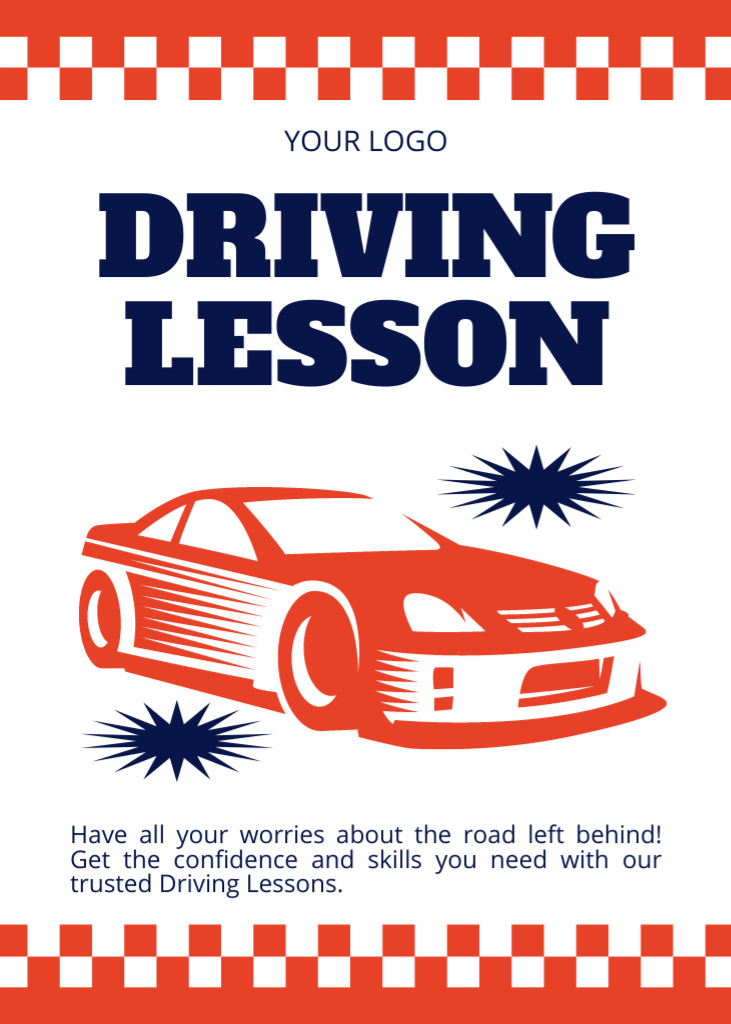 Car Driving Lesson At Trustworthy School Flayer Tasarım Şablonu