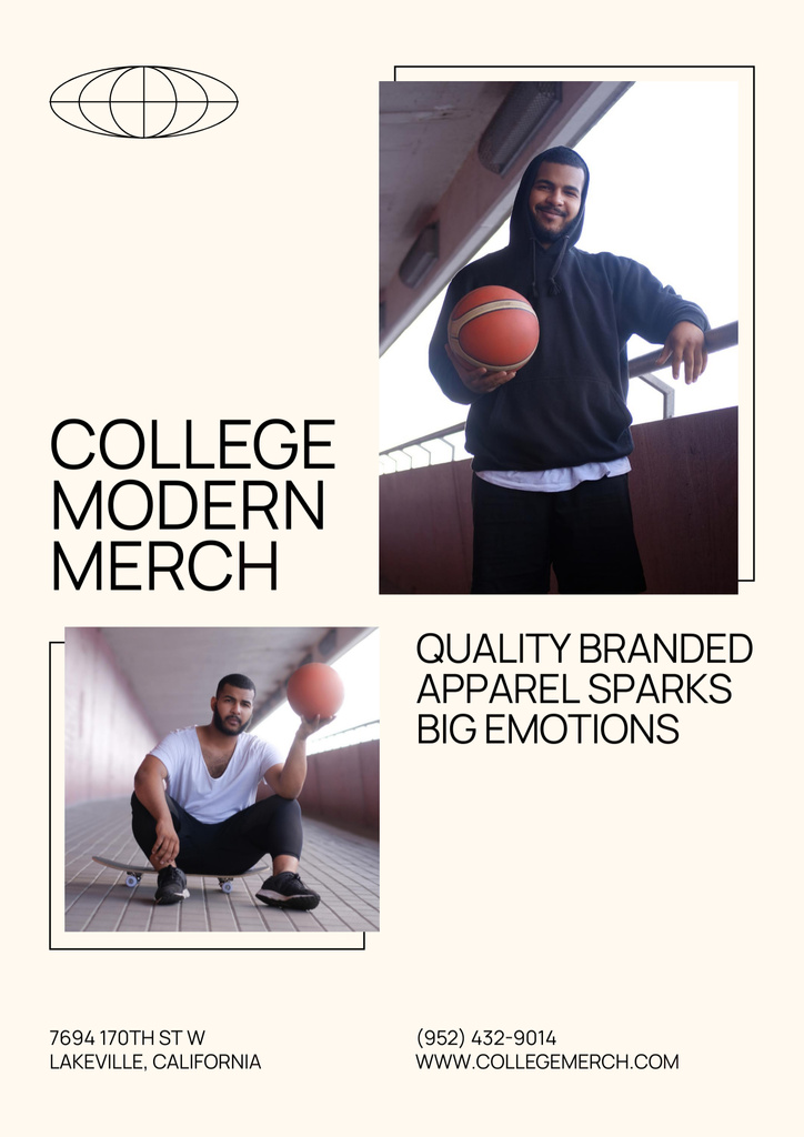 Collage with Sale of Branded Clothing for Students with Basketball Player Poster B2 – шаблон для дизайну
