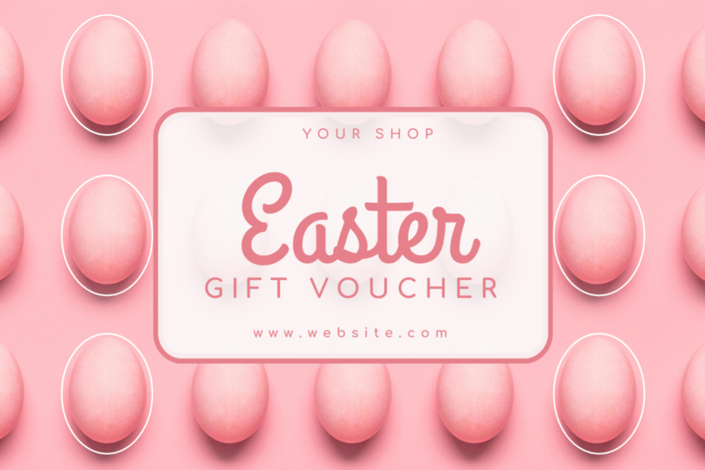 Ontwerpsjabloon van Gift Certificate van Easter Offer with Rows of Painted Pink Eggs