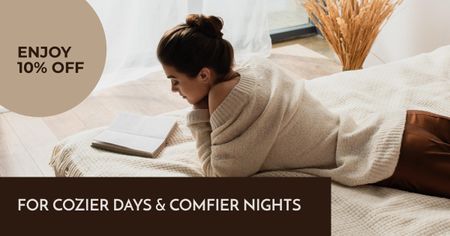 Template di design Annuncio di biancheria da letto con coppia che dorme nel letto Facebook AD