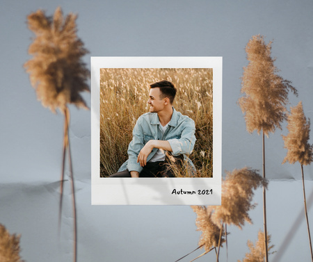 Template di design Autumn Inspiration with Happy Young Guy in Corn Field Facebook