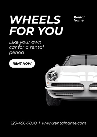 Advertisement for Car Hire Service with Young Couple Poster Design Template