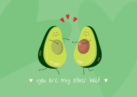 Platilla de diseño Cute Avocados in Love Card