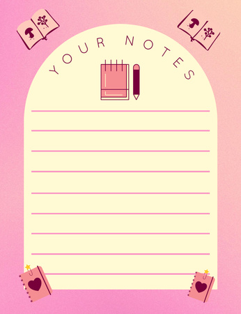 Lessons and Study Pink Daily Notepad 107x139mm Design Template