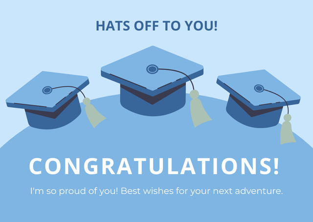 Congratulations on Graduation with Blue Academic Caps Card – шаблон для дизайна
