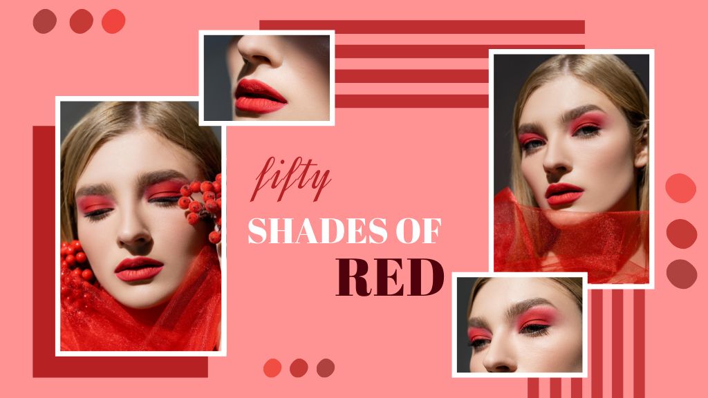 Fashion Makeup in Red Shades Title Design Template