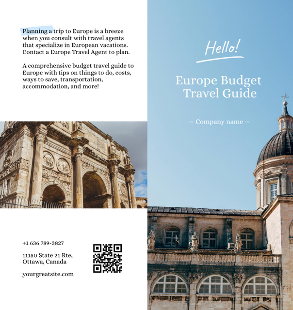 Travel Tour Offer with Beautiful Building and Sky Brochure Din Large Bi-fold Design Template