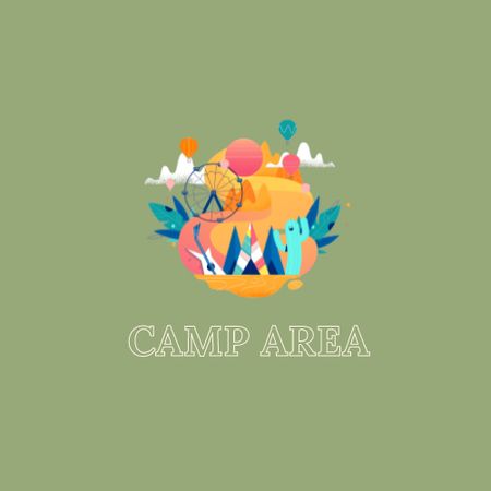 Designvorlage camping-anzeigen mit landschaftsbild für Animated Logo