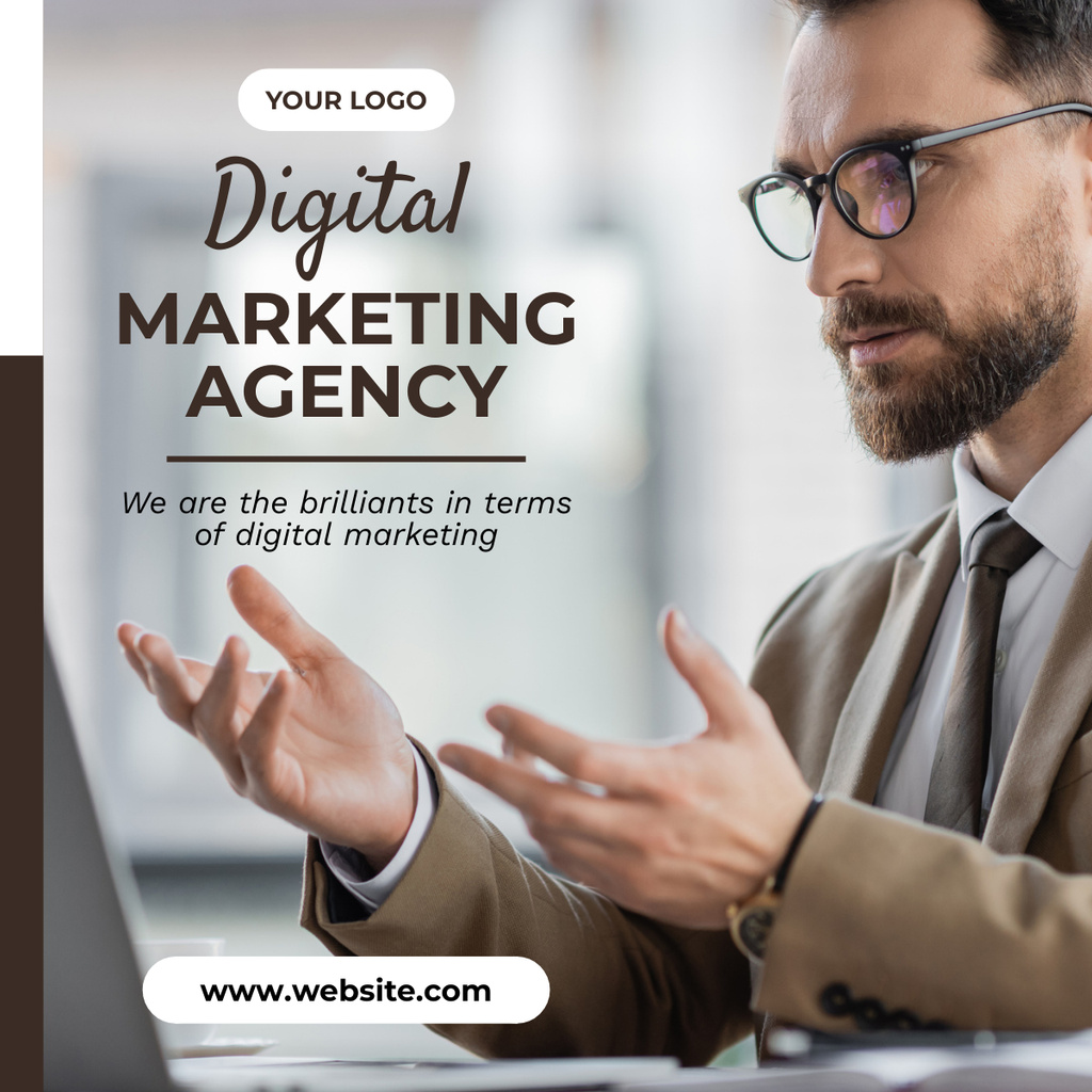 Modèle de visuel Attractive Businessman Recommends Marketing Agency Services - LinkedIn post