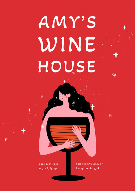 Woman Holding Big Glass of Red Wine Poster B2 – шаблон для дизайна