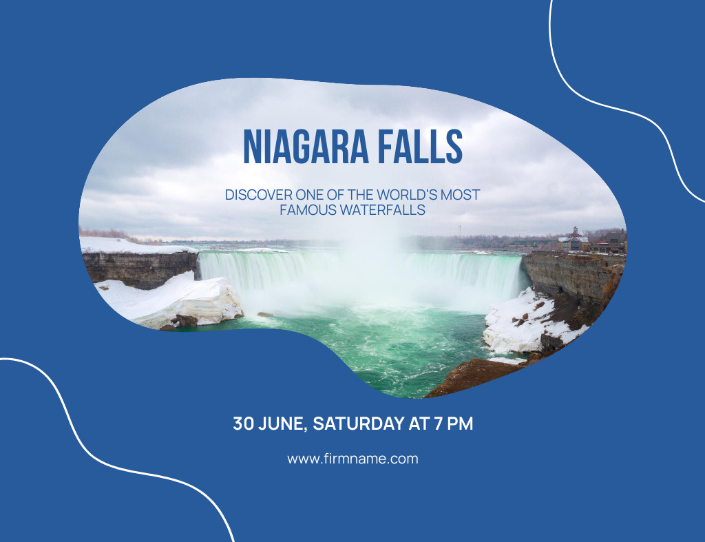 Ontwerpsjabloon van Invitation 13.9x10.7cm Horizontal van Niagara Falls Travel Tours With Scenic View