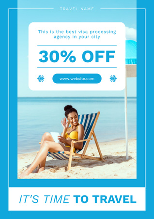 Travel and Relaxation on Sunny Beach Poster Design Template