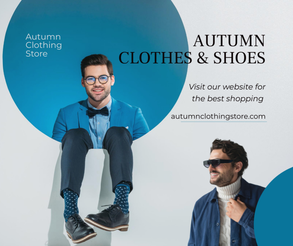 Fall Clothing and Shoes Ad for Men Facebookデザインテンプレート