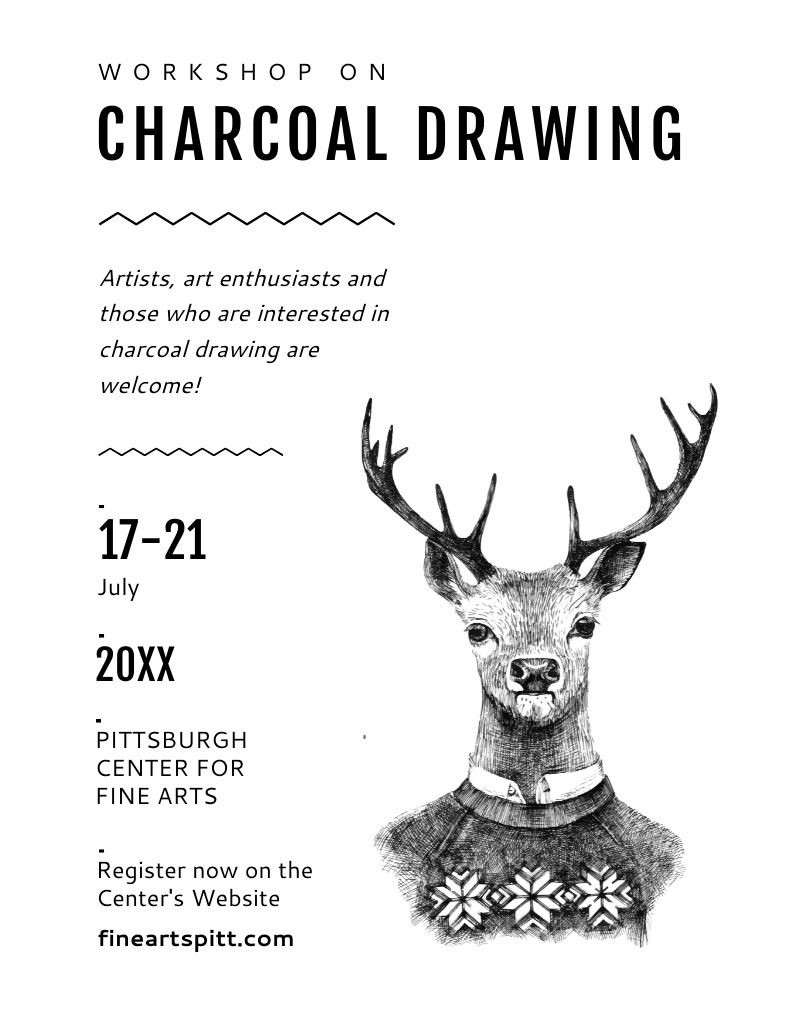 Drawing Workshop Invitation Poster 8.5x11in Tasarım Şablonu
