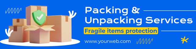 Ontwerpsjabloon van Twitter van Offer of Fragile Items Protection and Packing