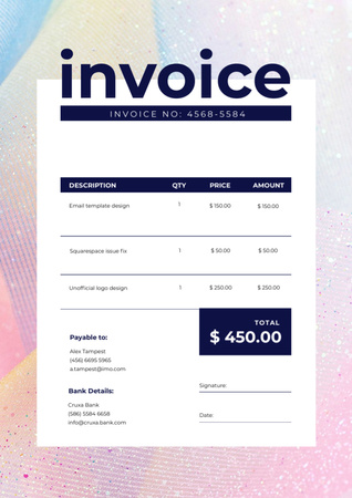 Ontwerpsjabloon van Invoice van Design Services in Bright Colourful Frame