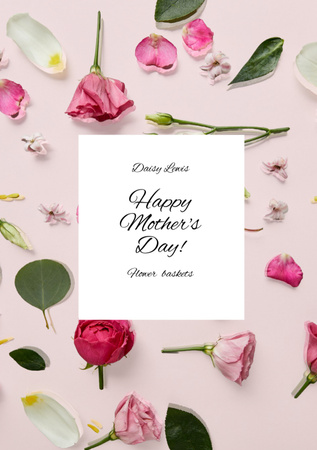 Plantilla de diseño de Mother's Day Holiday Greeting with Flowers Postcard A5 Vertical 