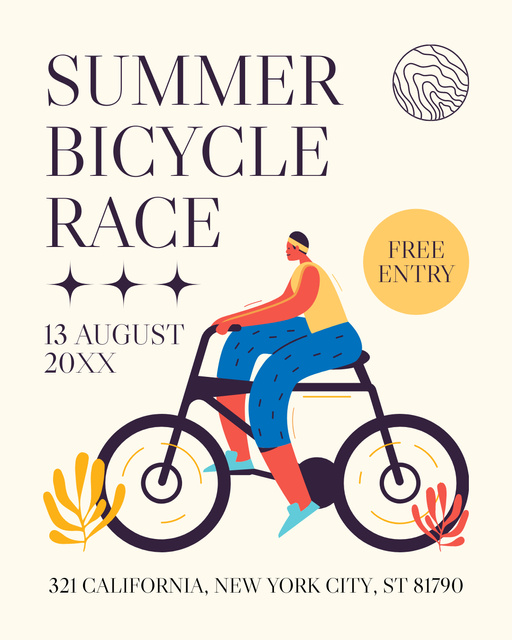 Template di design Summer Bicycle Race Invitation on Beige Instagram Post Vertical