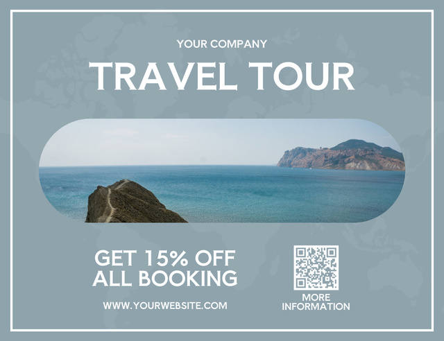 Template di design Tour Booking Discount on Blue Thank You Card 5.5x4in Horizontal