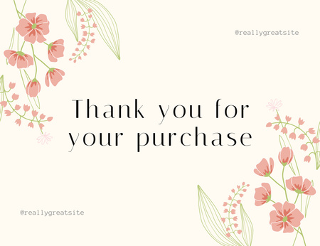 Kiitos ostoviestistäsi ja tarjoten kukkia Thank You Card 5.5x4in Horizontal Design Template