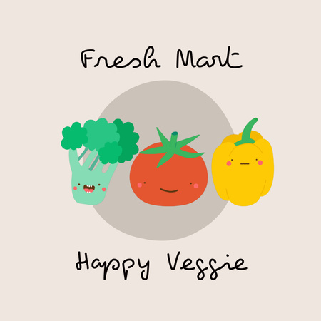 Cute Illustration on Vegetable Mart's Ad Animated Logo Design Template