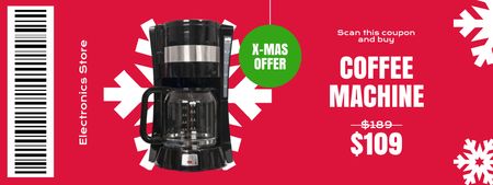 Coffee Machine Offer on Christmas Coupon Design Template