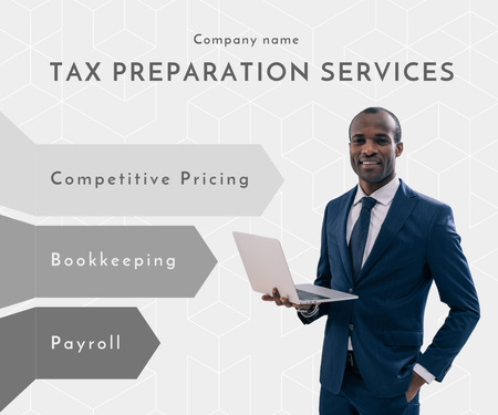 Tax Preparation Services Ad Large Rectangle Design Template