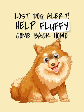 Симпатичная иллюстрация пропавшей собаки и призыв о помощи Poster 36x48in – шаблон для дизайна