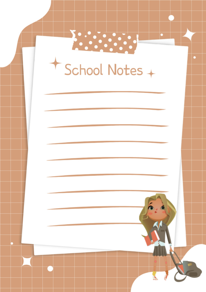 Designvorlage Page for School Notes on Beige für Schedule Planner