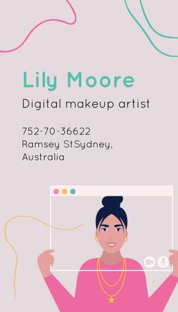 Digital Makeup Artist Services Business Card US Vertical Tasarım Şablonu