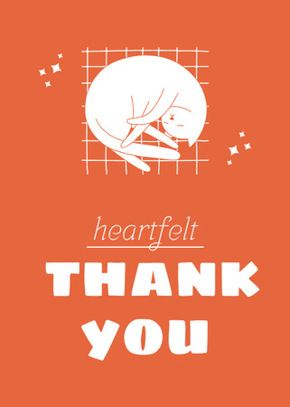 Heartfelt Thank You Phrase on Orange Background Postcard 5x7in Vertical Design Template