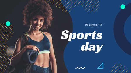 Plantilla de diseño de anuncio del día del deporte con la mujer atleta FB event cover 