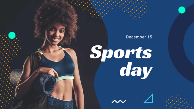 Sports Day Announcement with Athlete Woman FB event cover – шаблон для дизайна