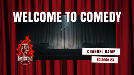 Popular Stand-Up Show Stage With Microphone YouTube intro Design Template