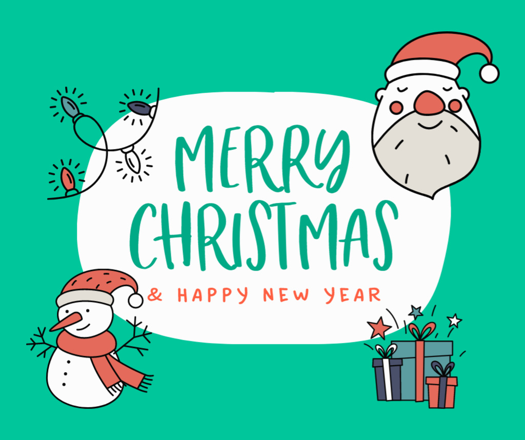 Cute Christmas Greeting with Medical Masks Facebook Design Template
