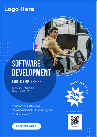 Anúncio do Curso de Desenvolvimento de Software Poster Modelo de Design