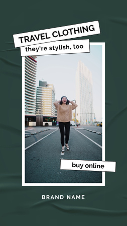 Travel Clothing Sale Offer with Woman in Metropolis TikTok Video Design Template